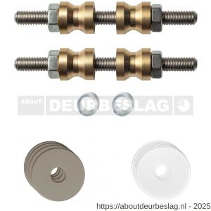 GPF Bouwbeslag Anastasius GPF9969.A3DB glasdeur set met vlak rozet 22x2 mm en 22x2 mm transparant onder rozet voor grepen met dubbelzijdige bevestiging Mocca blend - R21017501 - afbeelding 1