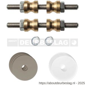 GPF Bouwbeslag Anastasius GPF9969.A3DB glasdeur set met vlak rozet 27x2 mm en 27x2 mm transparant onder rozet voor grepen met dubbelzijdige bevestiging Mocca blend - R21017502 - afbeelding 1