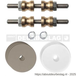 GPF Bouwbeslag Anastasius GPF9969.A3DB glasdeur set met vlak rozet 35x2 mm en 35x2 mm transparant onder rozet voor grepen met dubbelzijdige bevestiging Mocca blend - R21017503 - afbeelding 1