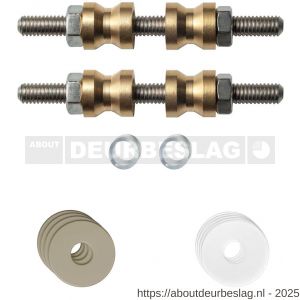 GPF Bouwbeslag Anastasius GPF9969.A4DB glasdeur set met vlak rozet 19x2 mm en 19x2 mm transparant onder rozet voor grepen met dubbelzijdige bevestiging Champagne blend - R21017508 - afbeelding 1