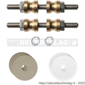 GPF Bouwbeslag Anastasius GPF9969.A4DB glasdeur set met vlak rozet 27x2 mm en 27x2 mm transparant onder rozet voor grepen met dubbelzijdige bevestiging Champagne blend - R21017510 - afbeelding 1