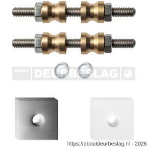 GPF Bouwbeslag RVS GPF9970.09DB glasdeur set met vlak rozet 24x24x2 mm en 24x24x2 mm transparant onder rozet voor grepen met dubbelzijdige bevestiging RVS geborsteld - R21010449 - afbeelding 1