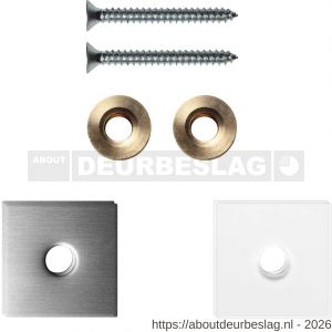 GPF Bouwbeslag RVS GPF9970.09EB enkele greep bevestigingsset met vlak rozet 24x24x2 mm en 24x24x2 mm transparant onder rozet RVS geborsteld - R21010451 - afbeelding 1