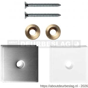 GPF Bouwbeslag RVS GPF9970.09EB enkele greep bevestigingsset met vlak rozet 32x32x2 mm en 32x32x2 mm transparant onder rozet RVS geborsteld - R21010452 - afbeelding 1