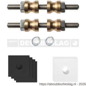 GPF Bouwbeslag ZwartWit GPF9970.61DB glasdeur set met vlak rozet 24x24x2 mm en 24x24x2 mm transparant onder rozet voor grepen met dubbelzijdige bevestiging zwart - R21010461 - afbeelding 1