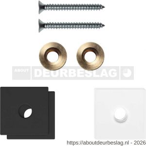 GPF Bouwbeslag ZwartWit GPF9970.61EB enkele greep bevestigingsset met vlak rozet 24x24x2 mm en 24x24x2 mm transparant onder rozet zwart - R21010463 - afbeelding 1