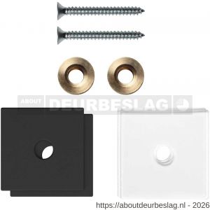 GPF Bouwbeslag ZwartWit GPF9970.61EB enkele greep bevestigingsset met vlak rozet 32x32x2 mm en 32x32x2 mm transparant onder rozet zwart - R21010464 - afbeelding 1