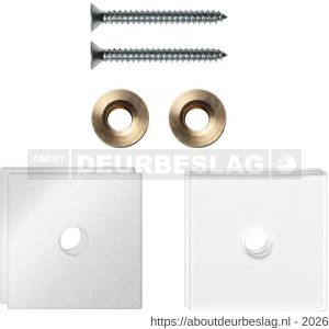 GPF Bouwbeslag ZwartWit GPF9970.62EB enkele greep bevestigingsset met vlak rozet 32x32x2 mm en 32x32x2 mm transparant onder rozet wit - R21010476 - afbeelding 1