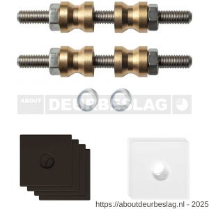 GPF Bouwbeslag Anastasius GPF9970.A1DB glasdeur set met vlak rozet 24x24x2 mm en 24x24x2mm transparant onder rozet voor grepen met dubbelzijdige bevestiging Dark blend GPF9970A1DB24 - R21020503 - afbeelding 1