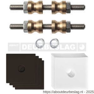 GPF Bouwbeslag Anastasius GPF9970.A1DB glasdeur set met vlak rozet 32x32x2 mm en 32x32x2mm transparant onder rozet voor grepen met dubbelzijdige bevestiging Dark blend GPF9970A1DB32 - R21020504 - afbeelding 1