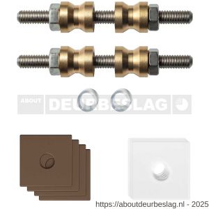 GPF Bouwbeslag Anastasius GPF9970.A2DB glasdeur set met vlak rozet 24x24x2 mm en 24x24x2mm transparant onder rozet voor grepen met dubbelzijdige bevestiging Bronze blend GPF9970A2DB24 - R21020507 - afbeelding 1