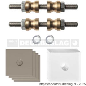 GPF Bouwbeslag Anastasius GPF9970.A3DB glasdeur set met vlak rozet 32x32x2 mm en 32x32x2mm transparant onder rozet voor grepen met dubbelzijdige bevestiging Mocca blend GPF9970A3DB32 - R21020512 - afbeelding 1