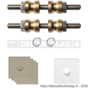 GPF Bouwbeslag Anastasius GPF9970.A4DB glasdeur set met vlak rozet 24x24x2 mm en 24x24x2mm transparant onder rozet voor grepen met dubbelzijdige bevestiging Champagne blend GPF9970A4DB24 - R21020515 - afbeelding 1
