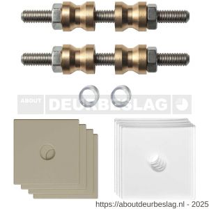 GPF Bouwbeslag Anastasius GPF9970.A4DB glasdeur set met vlak rozet 32x32x2 mm en 32x32x2mm transparant onder rozet voor grepen met dubbelzijdige bevestiging Champagne blend GPF9970A4DB32 - R21020516 - afbeelding 1