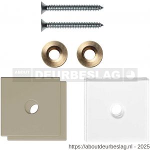 GPF Bouwbeslag Anastasius GPF9970.A4EB enkele greep bevestigingsset met vlak rozet 32x32x2 mm en 32x32x2mm transparant onder rozet Champagne blend GPF9970A4EB32 - R21020518 - afbeelding 1
