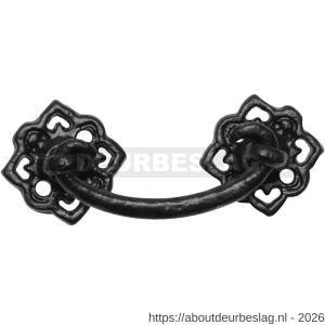 Kirkpatrick KP1009 meubelgreep 77 mm op rozet 32x32 mm smeedijzer zwart - R21005688 - afbeelding 1