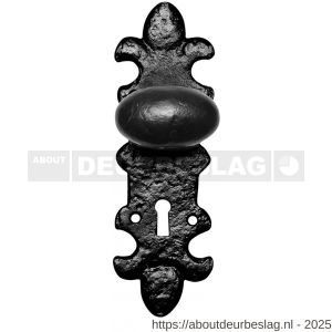Kirkpatrick KP1213 deurknop 63x38 mm op schild 203x63 mm PC55 vast smeedijzer zwart - R21004507 - afbeelding 1