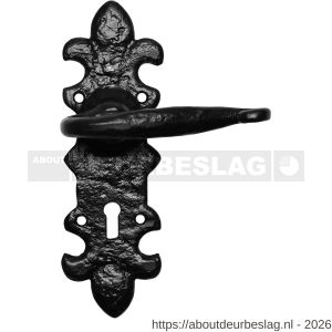 Kirkpatrick KP1214R BB56 deurkruk gatdeel op schild 203x66 mm BB56 rechtswijzend smeedijzer zwart - R21002957 - afbeelding 1
