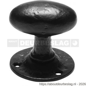 Kirkpatrick KP1550 knopkruk 63x39 mm op rozet ovaal 60 mm draaibaar smeedijzer zwart - R21003053 - afbeelding 1