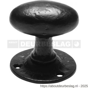 Kirkpatrick KP1550 knopkruk 63x39 mm op rozet ovaal 60 mm vast smeedijzer zwart - R21003054 - afbeelding 1