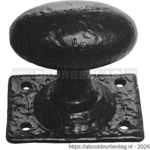 Kirkpatrick KP1551 knopkruk 63x39 mm op rozet vierkant 66x50 mm draaibaar smeedijzer zwart - R21003056 - afbeelding 1