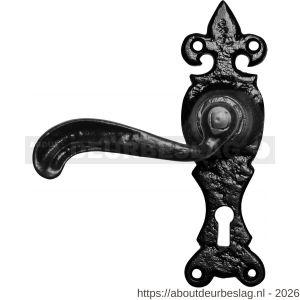 Kirkpatrick KP2449L PC55 deurkruk gatdeel op schild 158x50 mm PC55 linkswijzend smeedijzer zwart - R21002990 - afbeelding 1