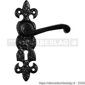 Kirkpatrick KP2450R PC72 deurkruk gatdeel op schild 220x55 mm PC72 rechtswijzend smeedijzer zwart - R21003004 - afbeelding 1