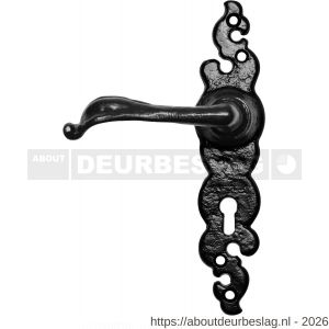 Kirkpatrick KP2491L BB56 deurkruk gatdeel op schild 203x44 mm BB56 linkswijzend smeedijzer zwart - R21003026 - afbeelding 1