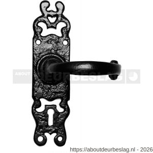 Kirkpatrick KP2495R BB56 deurkruk gatdeel op schild 184x50 mm BB56 rechtswijzend smeedijzer zwart - R21003032 - afbeelding 1