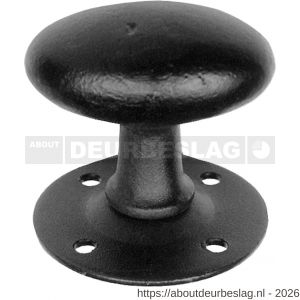 Kirkpatrick KP4064 knopkruk 63x39 mm op rozet 60 mm draaibaar smeedijzer zwart - R21003042 - afbeelding 1