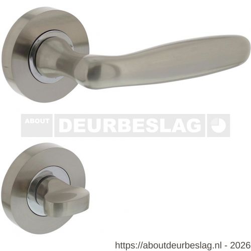 Intersteel 1692 deurkruk Bjorn op rozet verdekt diameter 52x10 mm met nokken en WC-sluiting met stift 8x8 mm nikkel mat - R26005104 - afbeelding 1