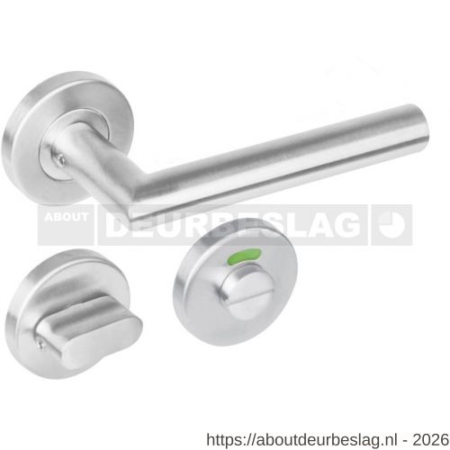 Intersteel 1272 deurkruk Jura op rozet verdekt diameter 53x8 mm met nokken en WC-sluiting met stift 5x5 mm RVS - R26008478 - afbeelding 1