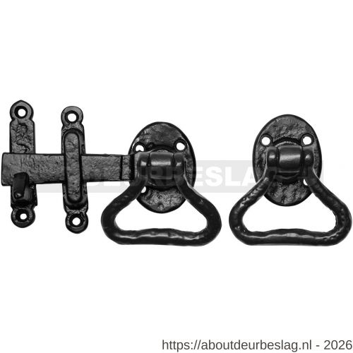 Kirkpatrick KP1146 klinkstel met ring 145 mm lichter 120 mm smeedijzer zwart - R21000090 - afbeelding 1