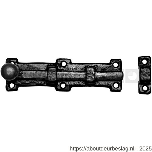 Kirkpatrick KP1155 deurschuif met deurknop 303x54 mm smeedijzer zwart - R21000116 - afbeelding 1