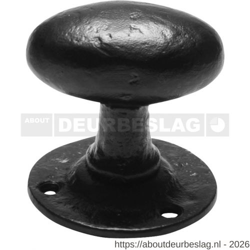 Kirkpatrick KP1550 knopkruk 63x39 mm op rozet ovaal 60 mm vast smeedijzer zwart - R21003054 - afbeelding 1