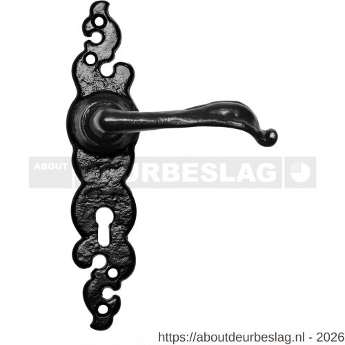 Kirkpatrick KP2491R blind deurkruk gatdeel op schild 203x44 mm blind rechtswijzend smeedijzer zwart - R21003027 - afbeelding 1
