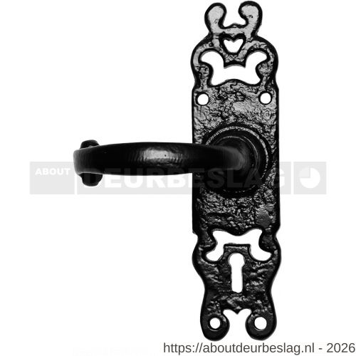 Kirkpatrick KP2495L BB56 deurkruk gatdeel op schild 184x50 mm BB56 linkswijzend smeedijzer zwart - R21003030 - afbeelding 1